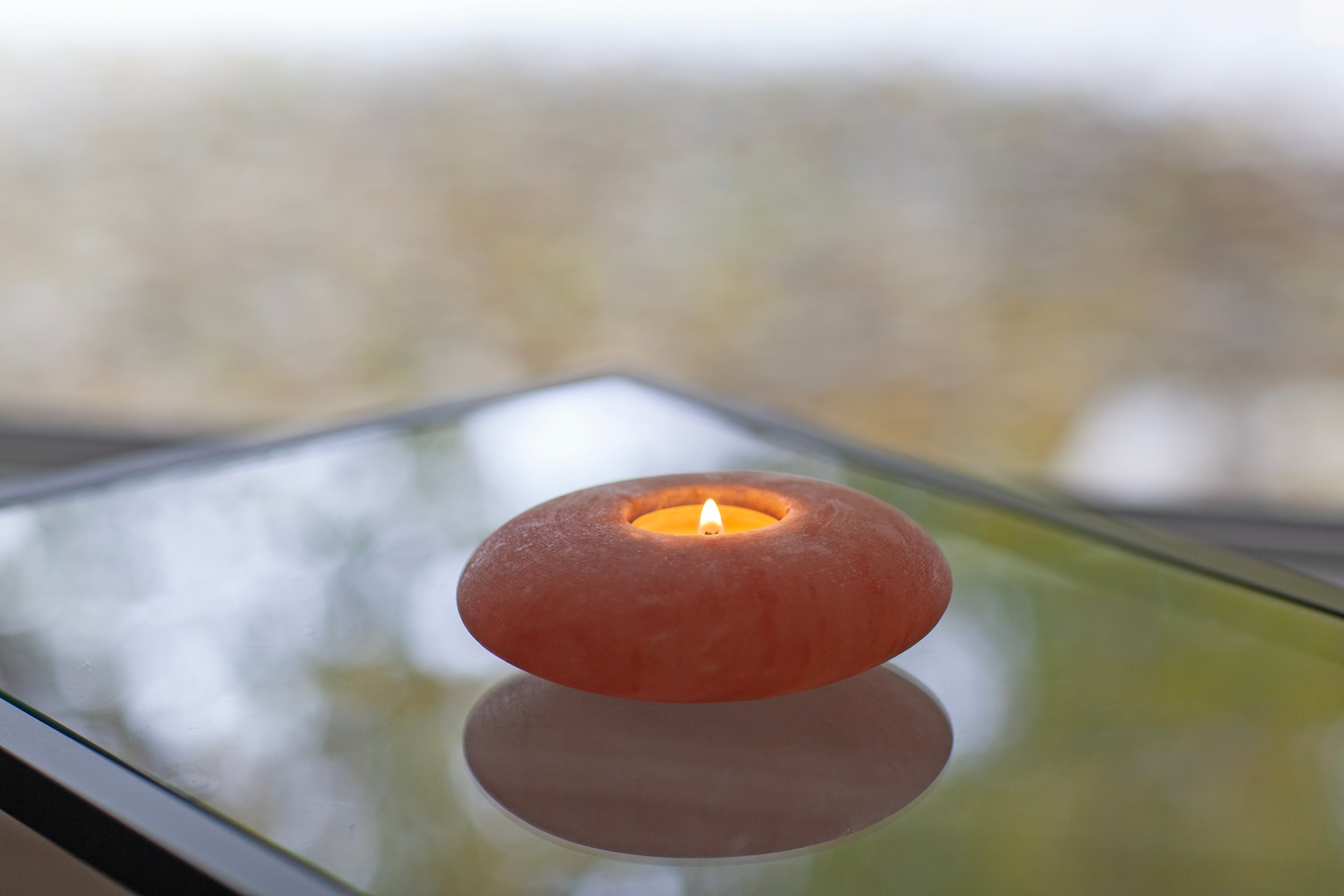 Pink Potohar Salt “UFO” Candle Stand