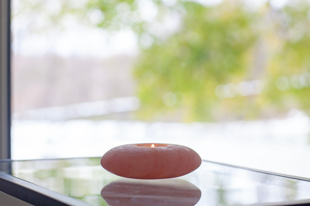 Pink Potohar Salt “UFO” Candle Stand